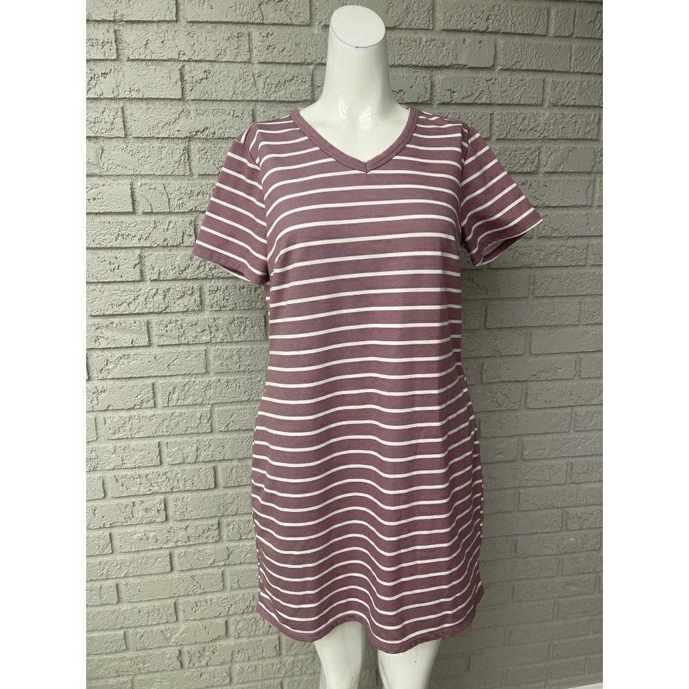 32 Degrees Cool Short Sleeve Striped T Shirt Dress Size M
